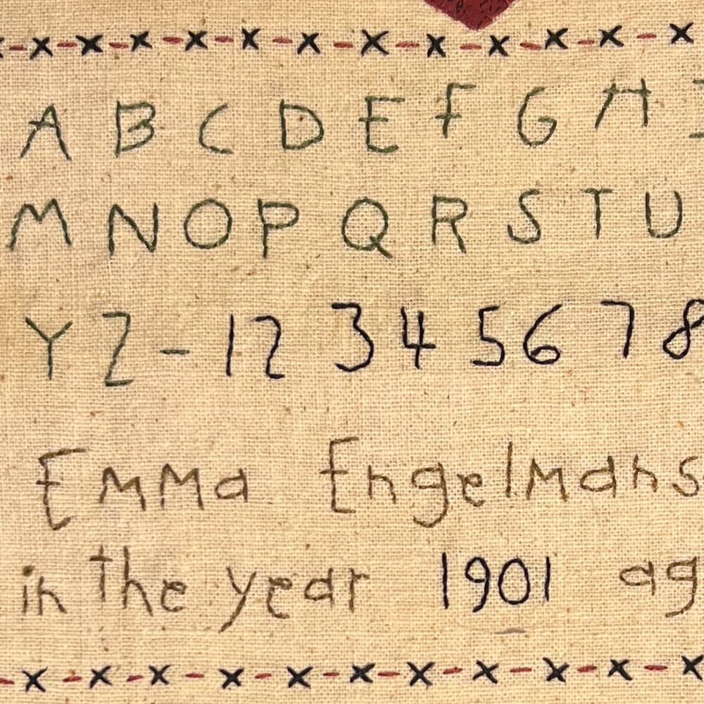 Hand Stitched Antique Needlework Sampler Reproduction Appliqué & Embroidery - Picture 12 of 16